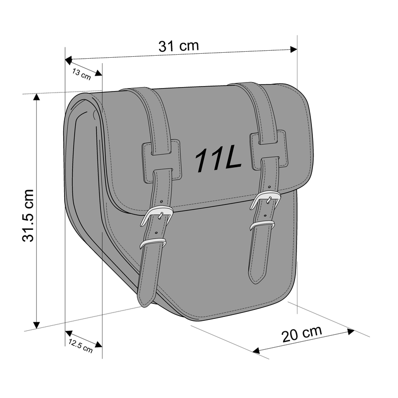 Leather saddlebag CUSTOMACCES IBIZA Negru left, with universal support