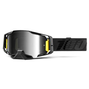 Ochelari de motocros 100% ARMEGA Nightfall negru (plexi argintiu oglindit)