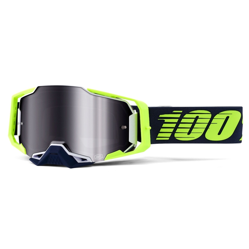 Ochelari de motocros 100% ARMEGA Deker verde-albastru (plexi argintiu oglindit)