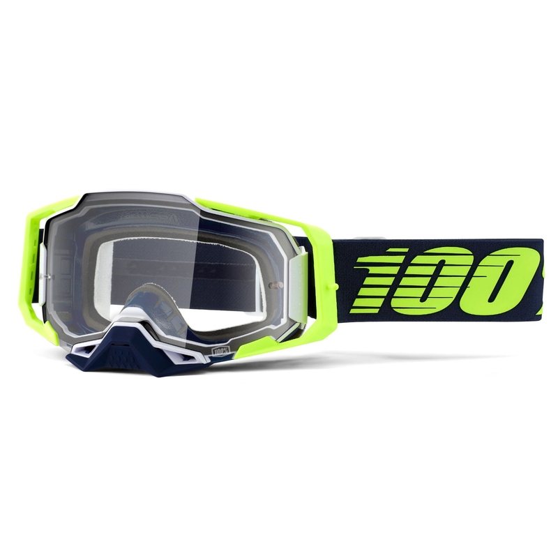 Ochelari de motocros 100% ARMEGA Deker verde-albastru (plexi transparent)