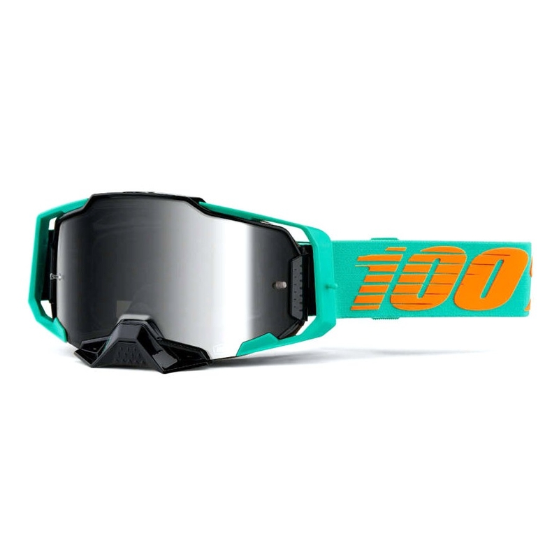 Ochelari de motocros 100% ARMEGA Clark turcoaz (plexi argintiu cu oglinzi)