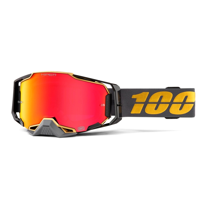Ochelari de motocros 100% ARMEGA Falcon 5 HIPER gri (plexi roșu cu oglinzi)