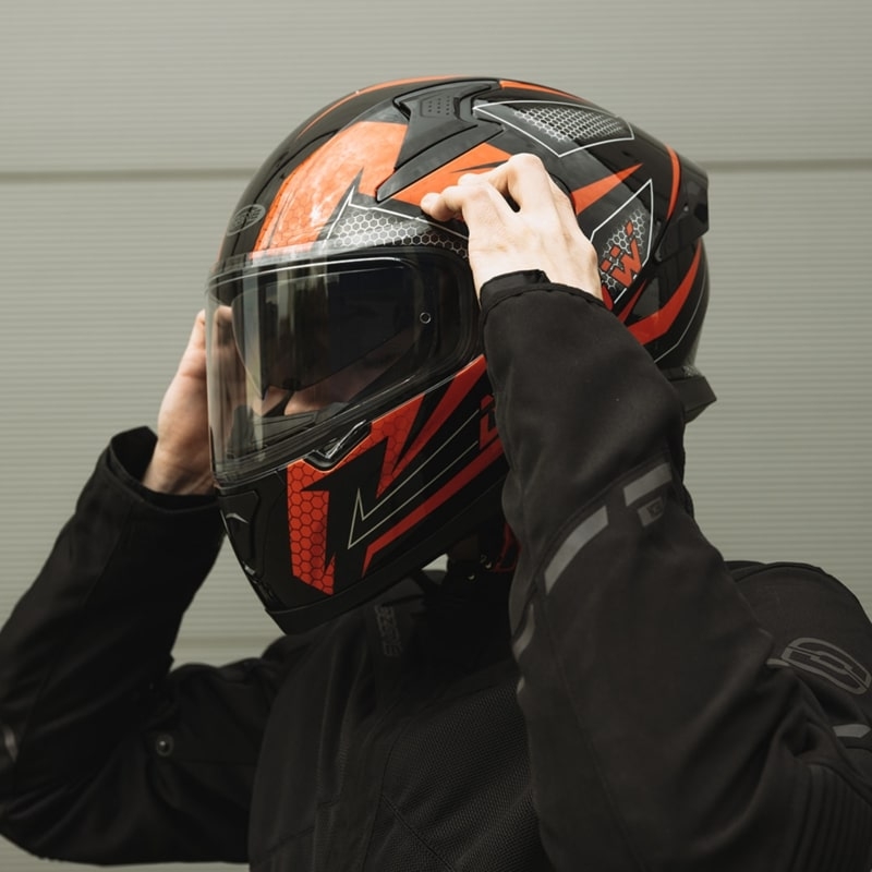 Cască de motociclist integrală Ozone Arrow negru-gri-roșu-fluo roșu