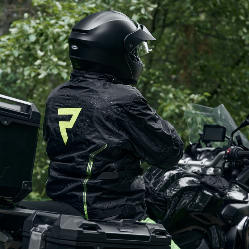 Jachetă de ploaie Moto Rebelhorn Patrol negru-galben-fluo