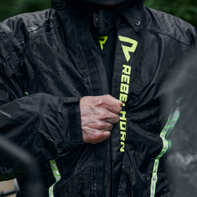 Jachetă de ploaie Moto Rebelhorn Patrol negru-galben-fluo