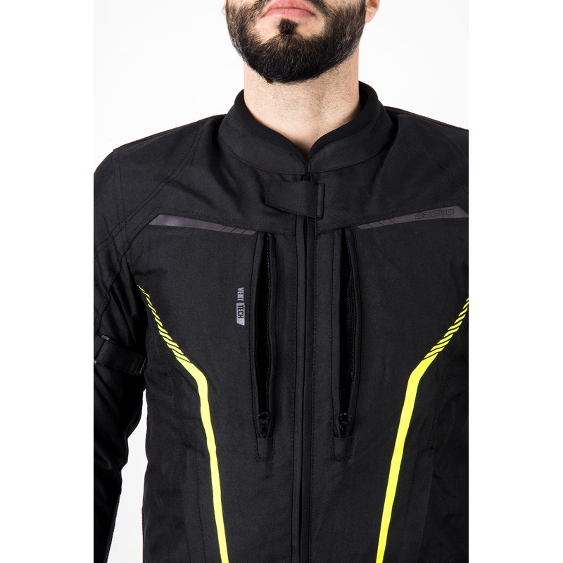 Geacă de motocicletă Ozone Delta IV negru-galben fluo