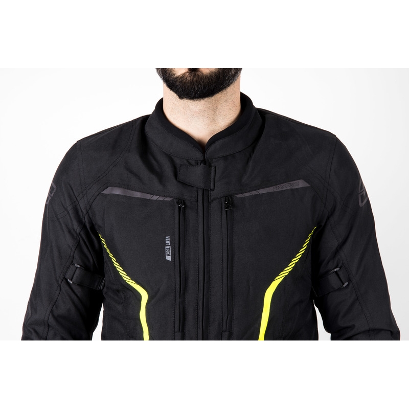 Geacă de motocicletă Ozone Delta IV negru-galben fluo