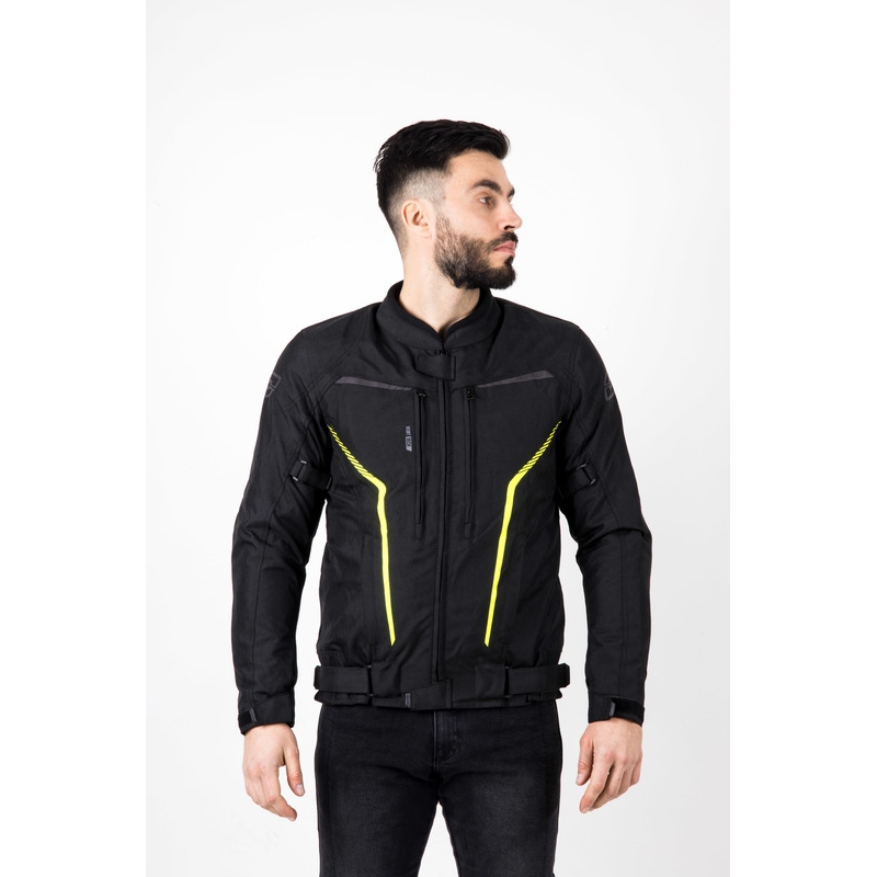 Geacă de motocicletă Ozone Delta IV negru-galben fluo