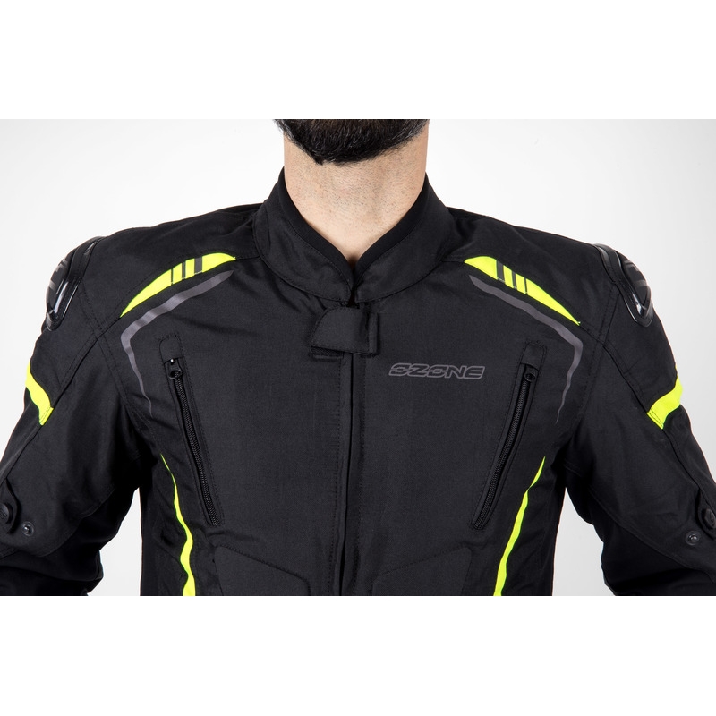 Jachetă de motociclist Ozone Pulse negru-galben-fluo