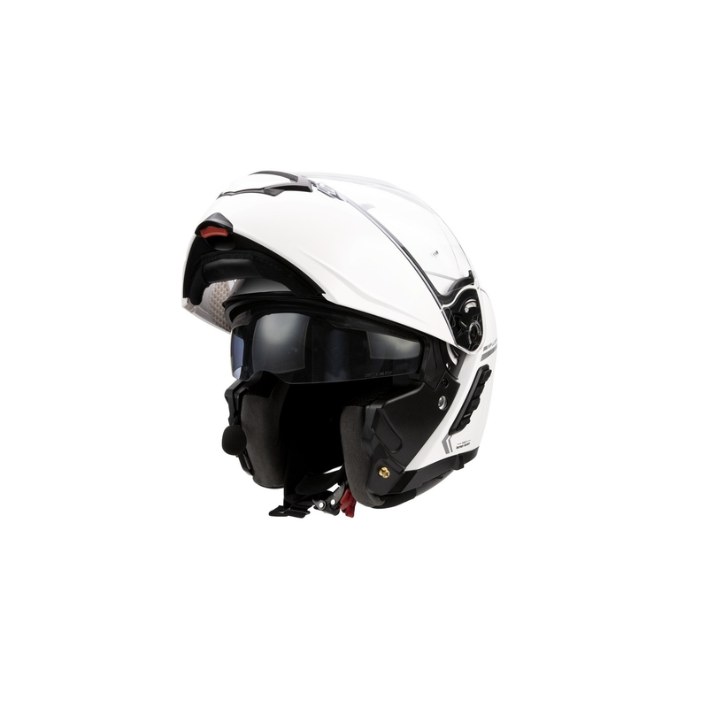 Cască de motocicletă pliabilă cu cască cu ochiuri SENA Impulse alb lucios lichidare