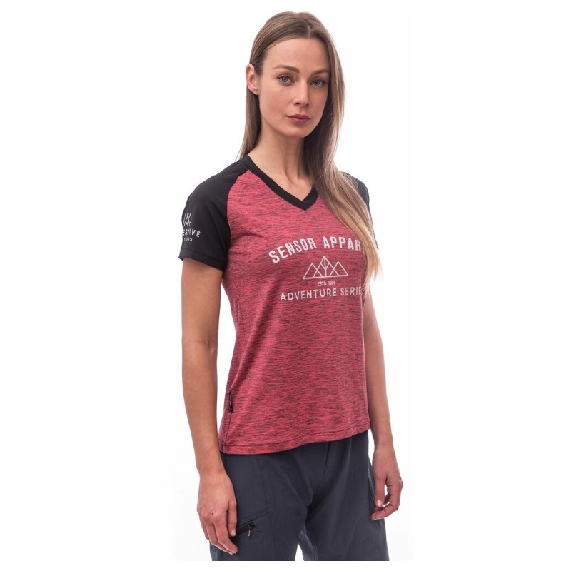 Tricou pentru femei Sensor Cycling Charger negru și roz lichidare