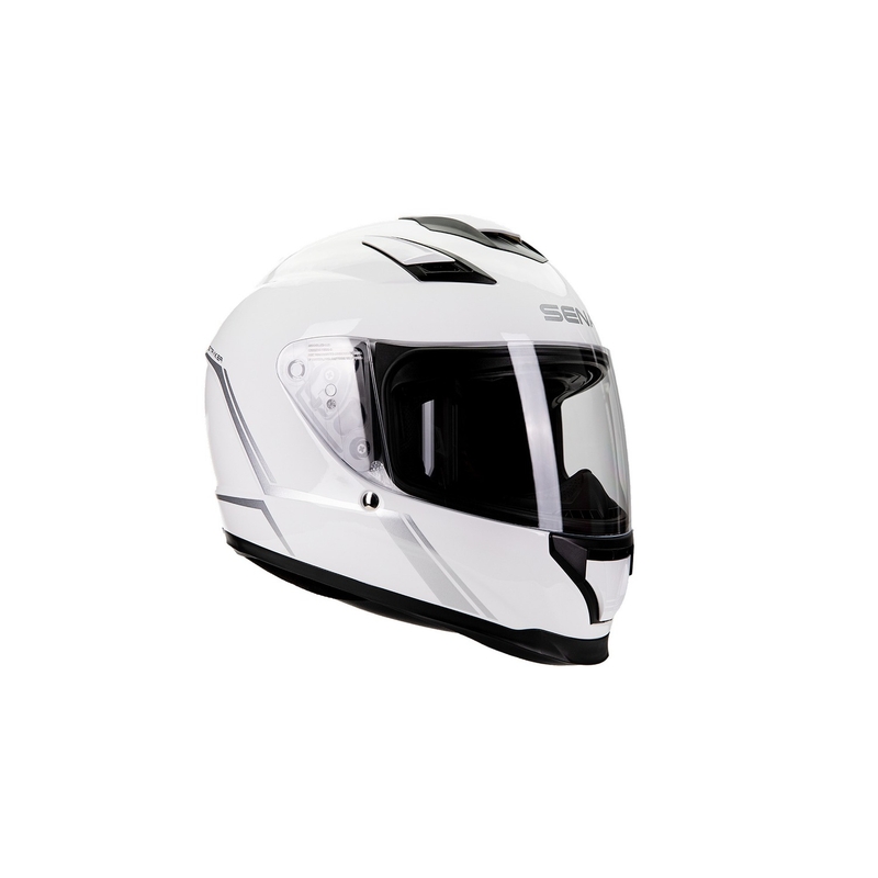 Cască integrală pentru motocicletă cu căști din plasă SENA Stryker, alb lucios