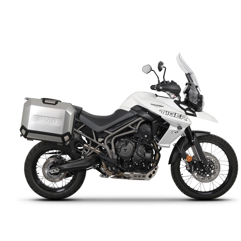 Set complet de cutii laterale de aluminiu, SHAD TERRA, 36L / 47L, incluzand kit de montaj SHAD TRIUMPH Tiger 800