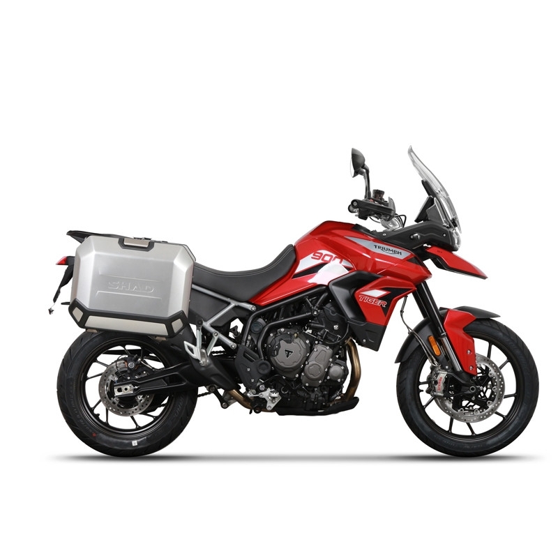 Set complet de cutii laterale de aluminiu, SHAD TERRA, 36L / 47L, incluzand kit de montaj SHAD TRIUMPH Tiger 900