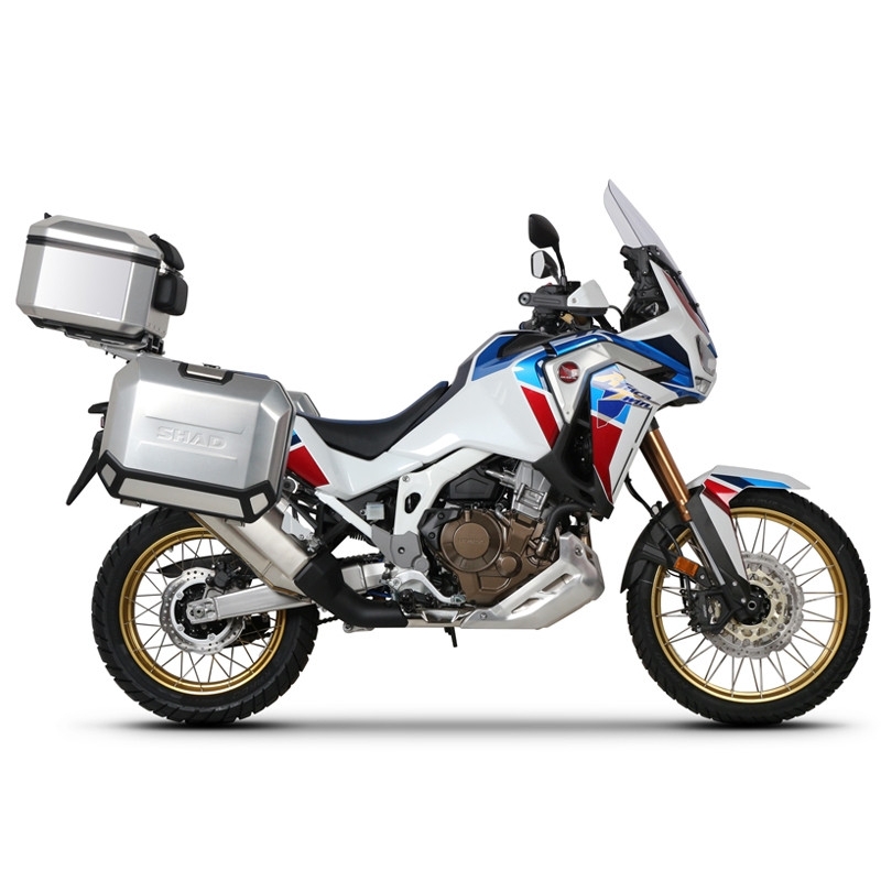 Set complet de cutii de aluminiu SHAD TERRA, 37L cutie centrala si 36L / 47L cutii laterale, incluzand set de montaj si placa SHAD HONDA CRF 1100 Africa Twin