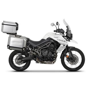 Set complet de cutii de aluminiu SHAD TERRA, 37L cutie centrala si 36L / 47L cutii laterale, incluzand set de montaj si placa SHAD TRIUMPH Tiger 800