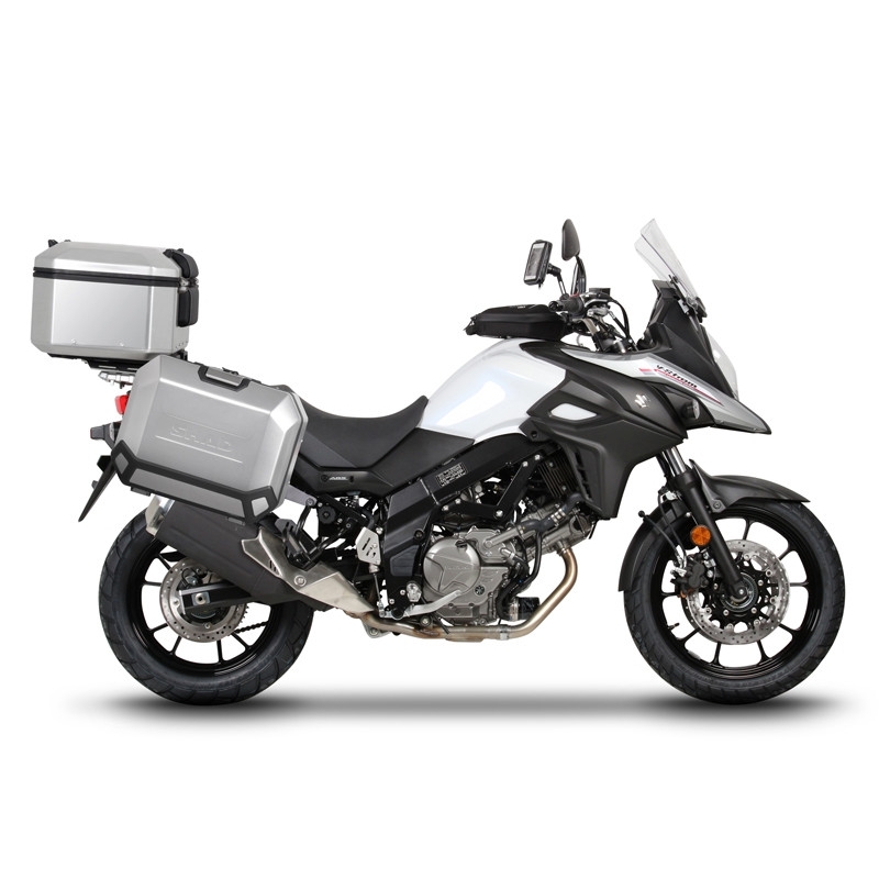 Set complet de cutii de aluminiu SHAD TERRA, 37L cutie centrala  si 47L / 47L cutii laterale, incluzand kit montaj si placa SHAD SUZUKI DL 650 V-Strom