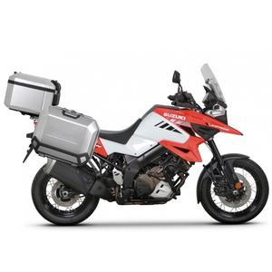Set complet de cutii de aluminiu SHAD TERRA, 48L cutie centrala  si  47L / 47L cutii laterale, incluzand kit montaj si placa SHAD SUZUKI DL 1000 V-Strom/ DL 1050 V-Strom
