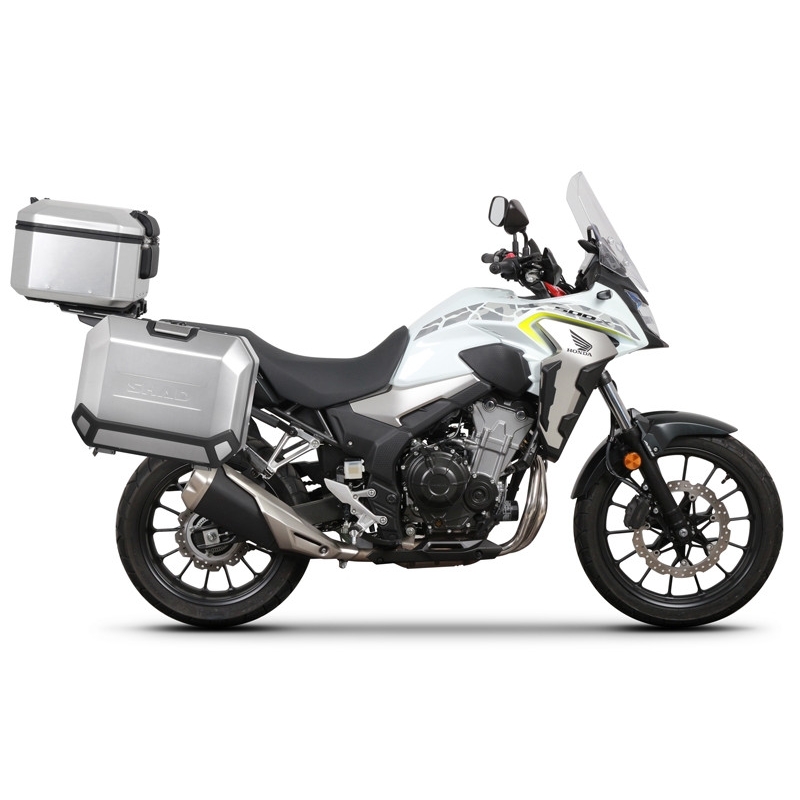 Set complet de cutii de aluminiu SHAD TERRA, 48L cutie centrala  si  47L / 47L cutii laterale, incluzand kit montaj si placa SHAD HONDA CB 500 X