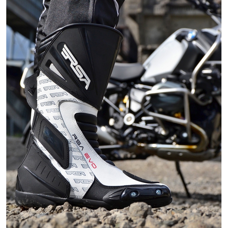 Cizme de motocicletă RSA Evo alb-negru - calitate II