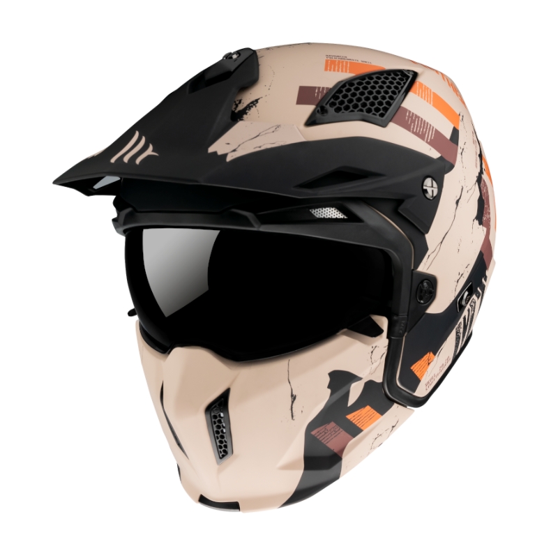 Cască de motocicletă MT Streetfighter Skull 2020 maro-portocaliu - calitate II