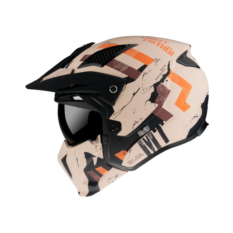 Cască de motocicletă MT Streetfighter Skull 2020 maro-portocaliu - calitate II