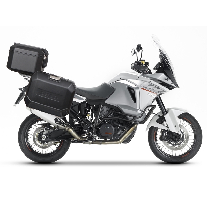 Set complet cutii aluminiu laterale, 36L / 47L SHAD TERRA NEGRU, include kit montare SHAD KTM Adventure 1090, 1190,  Super Adventure 1290 (R, S)