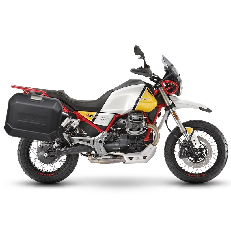 Set complet cutii aluminiu laterale, 36L / 47L SHAD TERRA NEGRU, include kit montare SHAD MOTO GUZZI V 85 TT