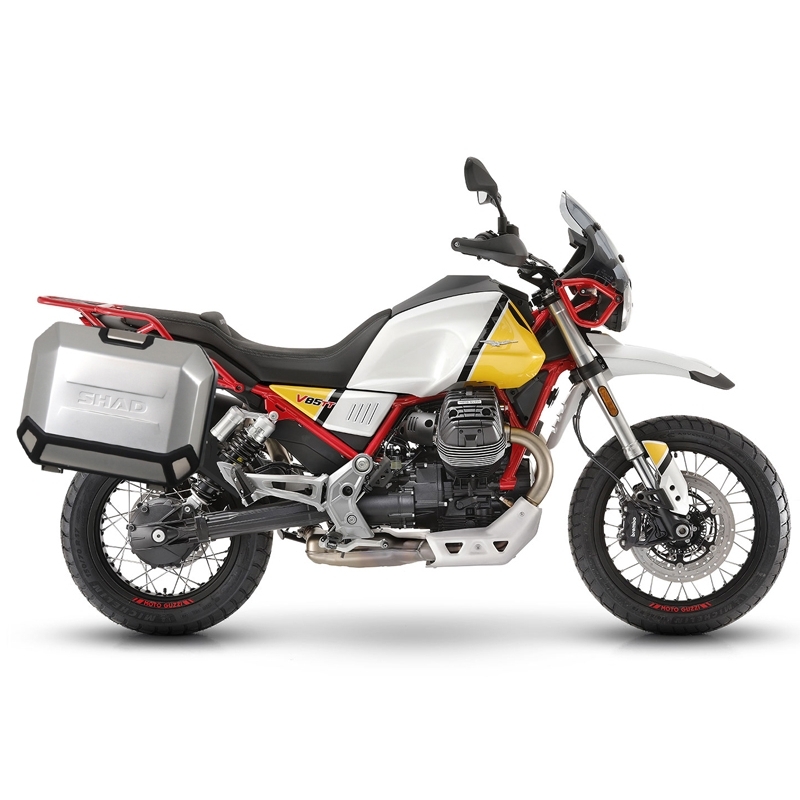 Set complet cutii aluminiu laterale, 36L / 47L SHAD TERRA NEGRU, include kit montare SHAD MOTO GUZZI V 85 TT