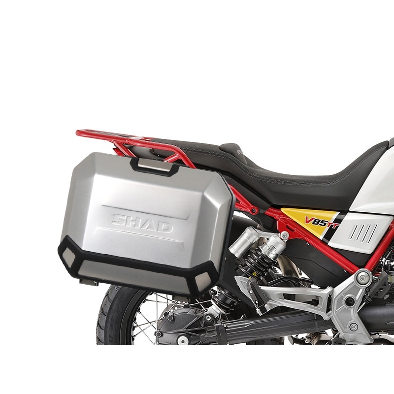 Set complet cutii aluminiu laterale, 36L / 47L SHAD TERRA NEGRU, include kit montare SHAD MOTO GUZZI V 85 TT