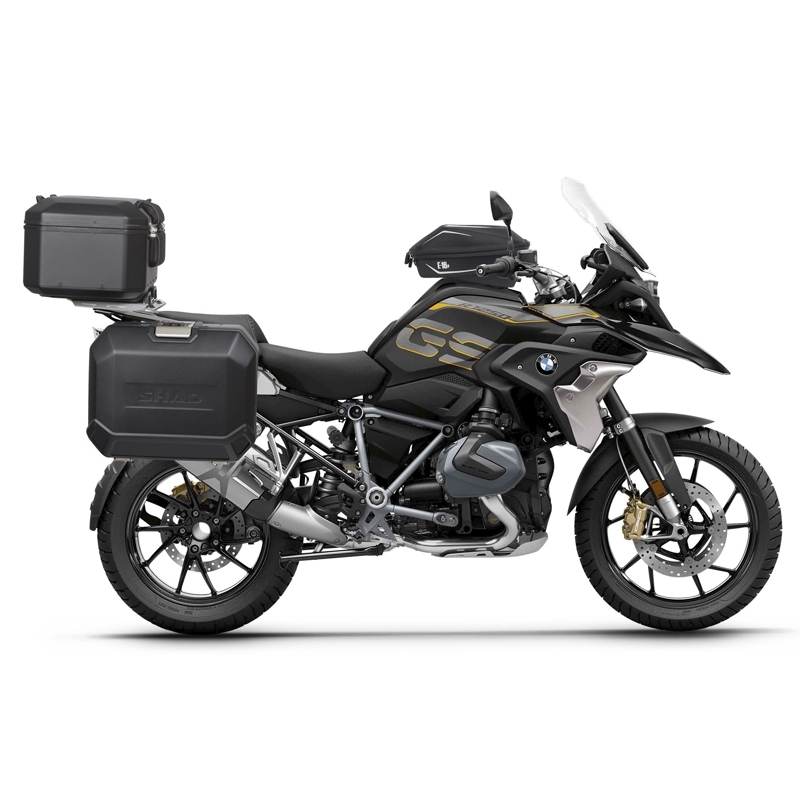 Set complet cutii aluminiu laterale, 36L / 47L SHAD TERRA NEGRU, include kit montare SHAD BMW R 1200 GS/ R 1200 GS Adventure/ R 1250 GS/ R 1250 GS Adventure