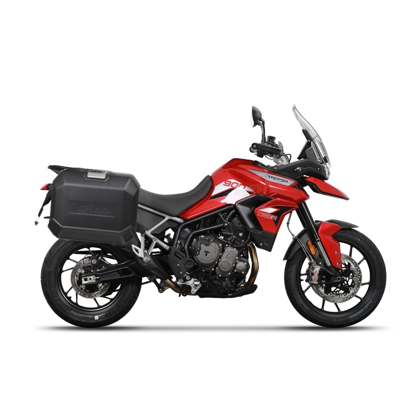 Set complet cutii aluminiu laterale, 36L / 47L SHAD TERRA NEGRU, include kit montare SHAD TRIUMPH Tiger 900