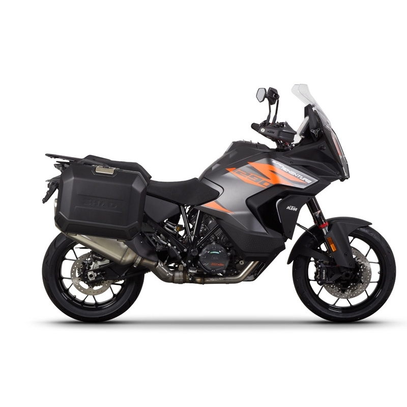 Set complet cutii aluminiu laterale, 36L / 47L SHAD TERRA NEGRU, include kit montare SHAD KTM Super Adventure 1290 (R, S)