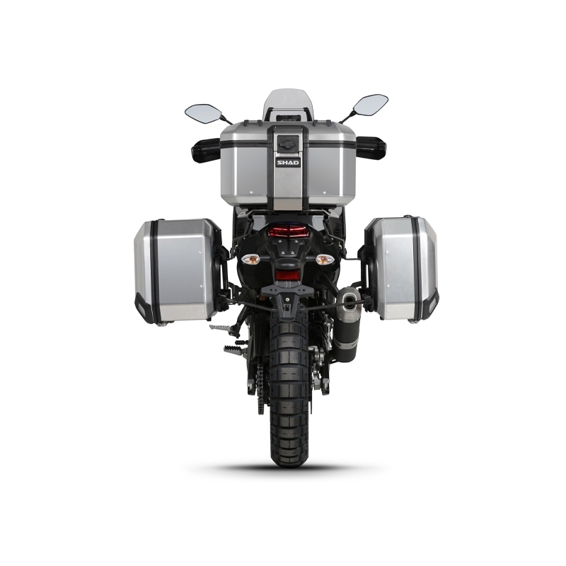 Set complet cutii aluminiu SHAD TERRA (negru), 37L cutie centrala   36L / 47L cutii laterale, incluzand kit montare si placa SHAD YAMAHA Tenere 700 XTZ690