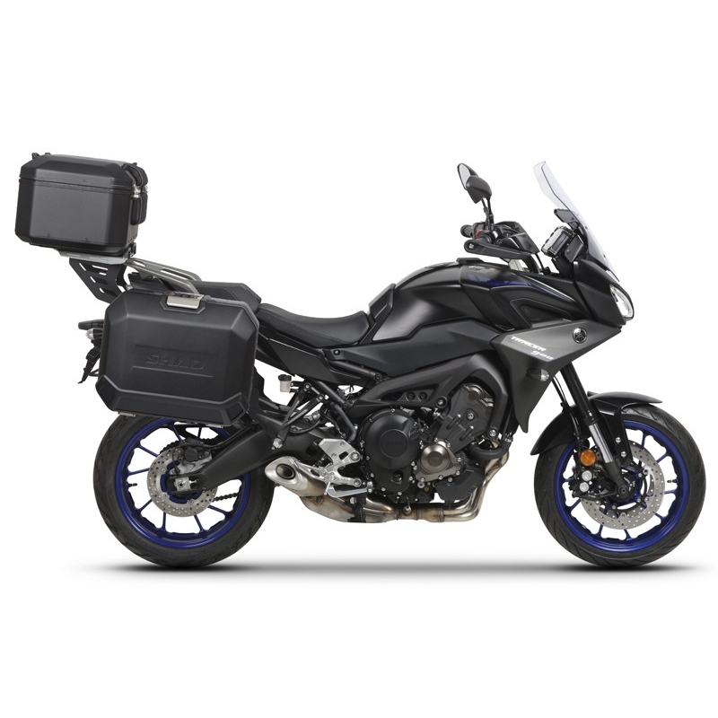 Set complet cutii aluminiu SHAD TERRA (negru), 37L cutie centrala   36L / 47L cutii laterale, incluzand kit montare si placa SHAD YAMAHA MT-09 Tracer / Tracer 900