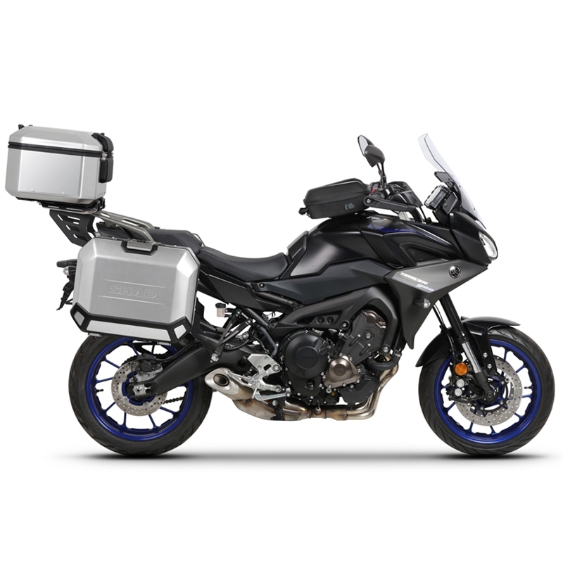 Set complet cutii aluminiu SHAD TERRA (negru), 37L cutie centrala   36L / 47L cutii laterale, incluzand kit montare si placa SHAD YAMAHA MT-09 Tracer / Tracer 900