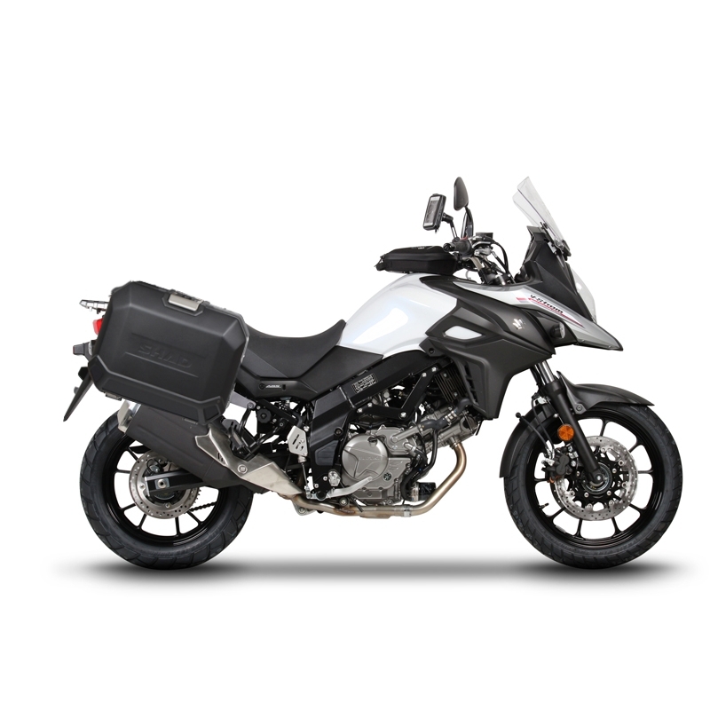 Set complet de cutii de aluminiu laterale, 36L / 36L, SHAD TERRA NEGRU, include kit montare SHAD SUZUKI DL 650 V-Strom