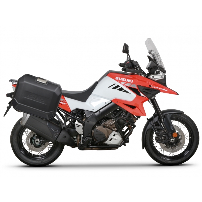 Set complet de cutii de aluminiu 47L / 47L SHAD TERRA NEGRU, incluzand kit montaj SHAD SUZUKI DL 1000 V-Strom/ DL 1050 V-Strom