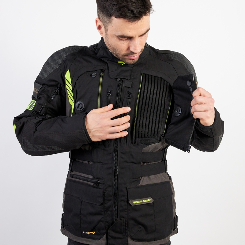 Rebelhorn Patrol jachetă de motocicletă negru-gri-gri-fluo-galbenă