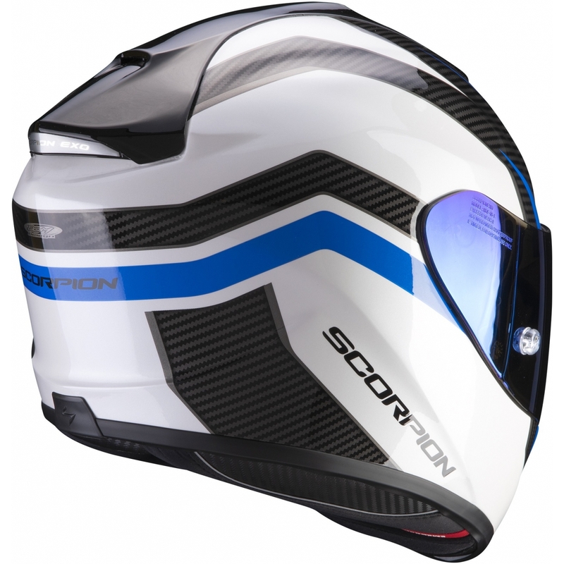 Cască integrală pentru motociclete Scorpion EXO-1400 Air Fortuna alb-albastru