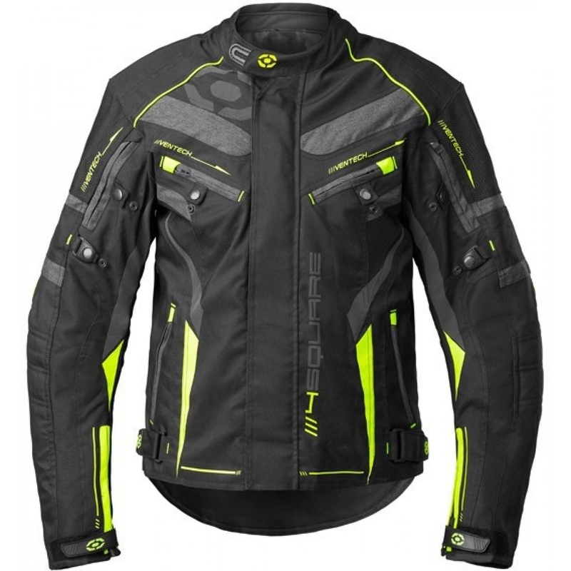 Geacă de motocicletă 4SQUARE Roadster Dual negru-galben-fluo