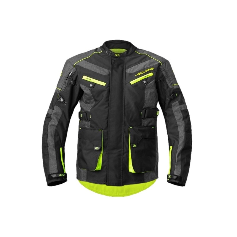 Geacă de motocicletă 4SQUARE Discovery Adventure negru-galben-fluo lichidare
