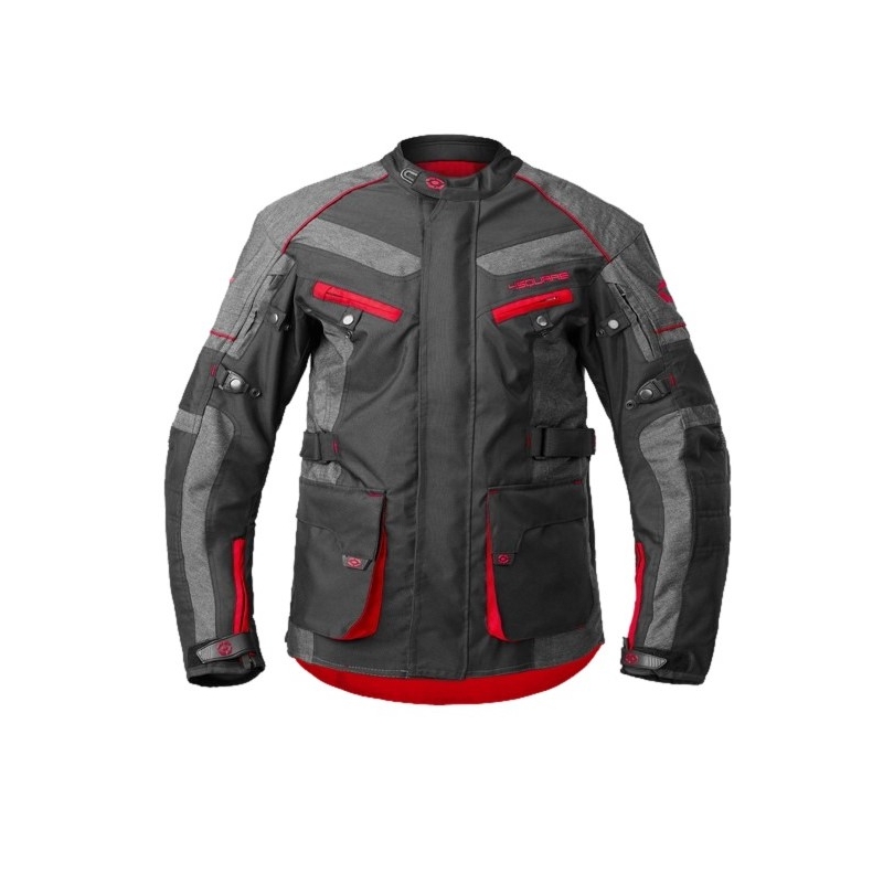 Geacă de motocicletă 4SQUARE Discovery Adventure negru-roșu lichidare
