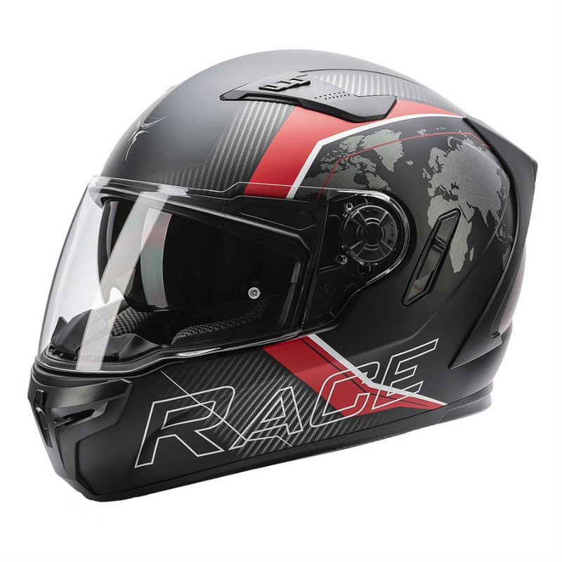 Cască integrală pentru motociclete SECA Falcon II Race World negru-roșu mat lichidare