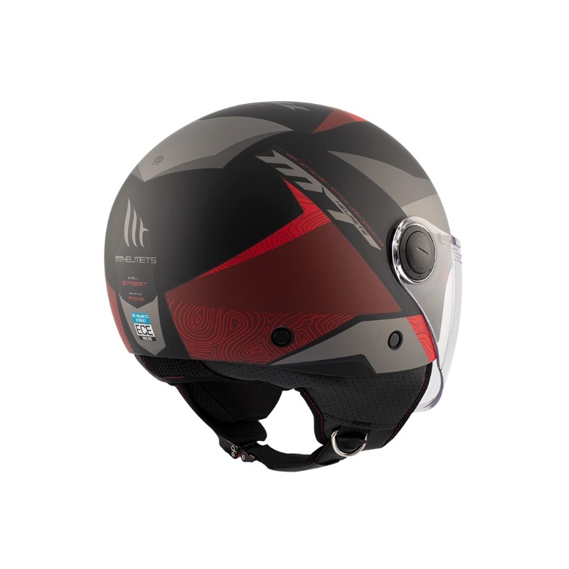 Cască de motocicletă deschisă MT 0F501 Street Poke B5 Rojo negru-gri-roșu lichidare