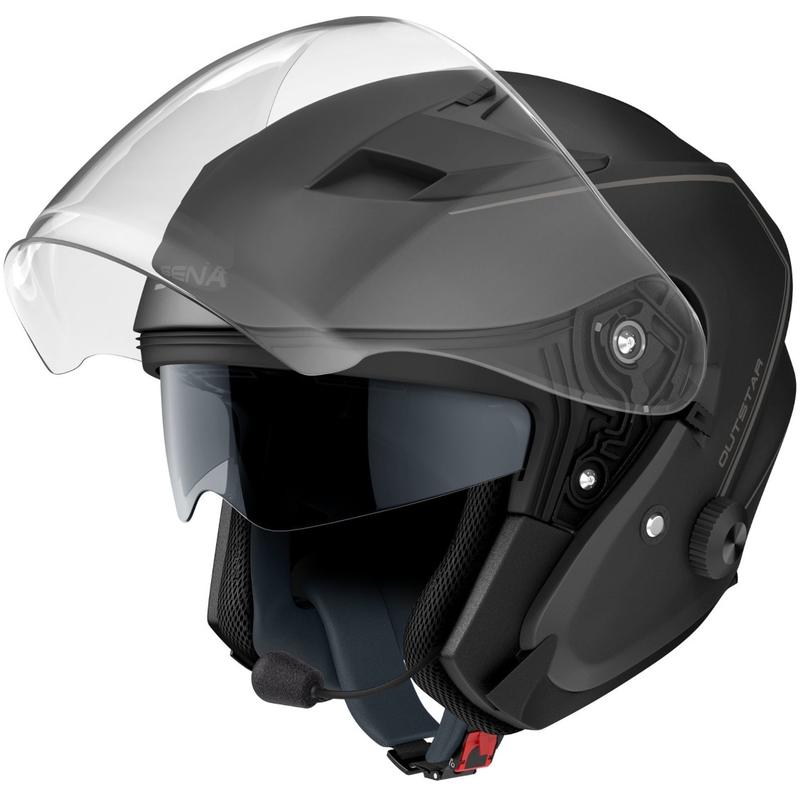 Cască de motocicletă deschisă cu cască SENA Outstar negru mat lichidare