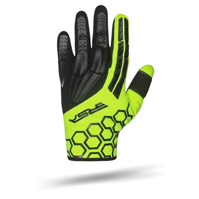 Mănuși moto pentru copii RSA MX EVO negru-galben fluorescent