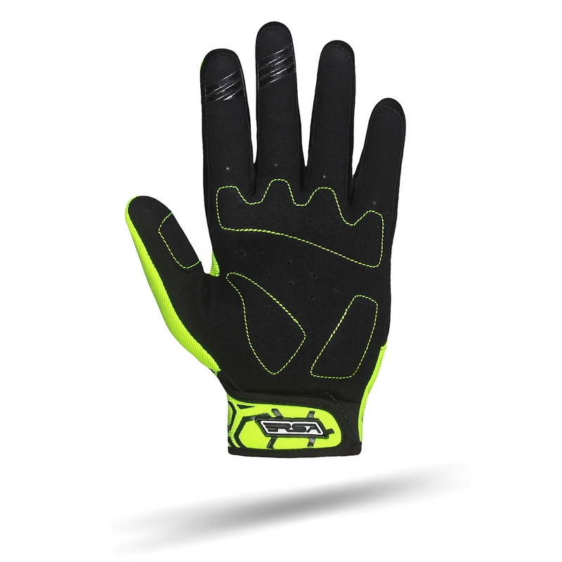 Mănuși moto pentru copii RSA MX EVO negru-galben fluorescent