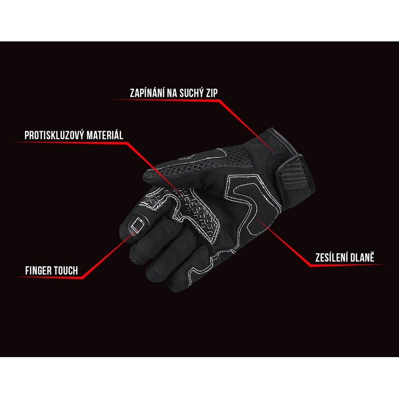 Mănuși de motocicletă pentru femei Street Racer Stunt negru-alb