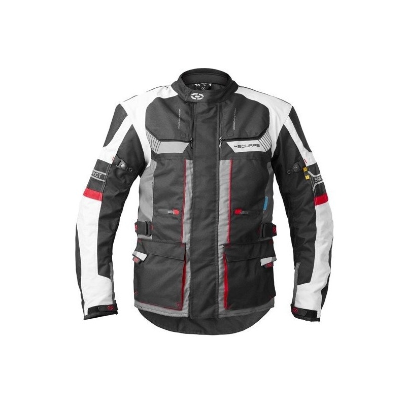 Geacă de motocicletă 4SQUARE Shield negru-alb-roșu lichidare
